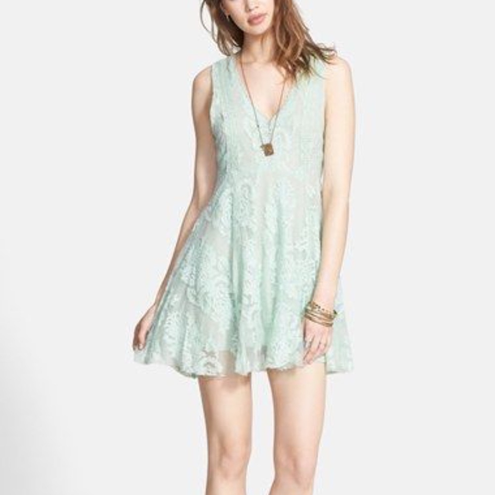 Free People Sea Green Lace Dress NWT